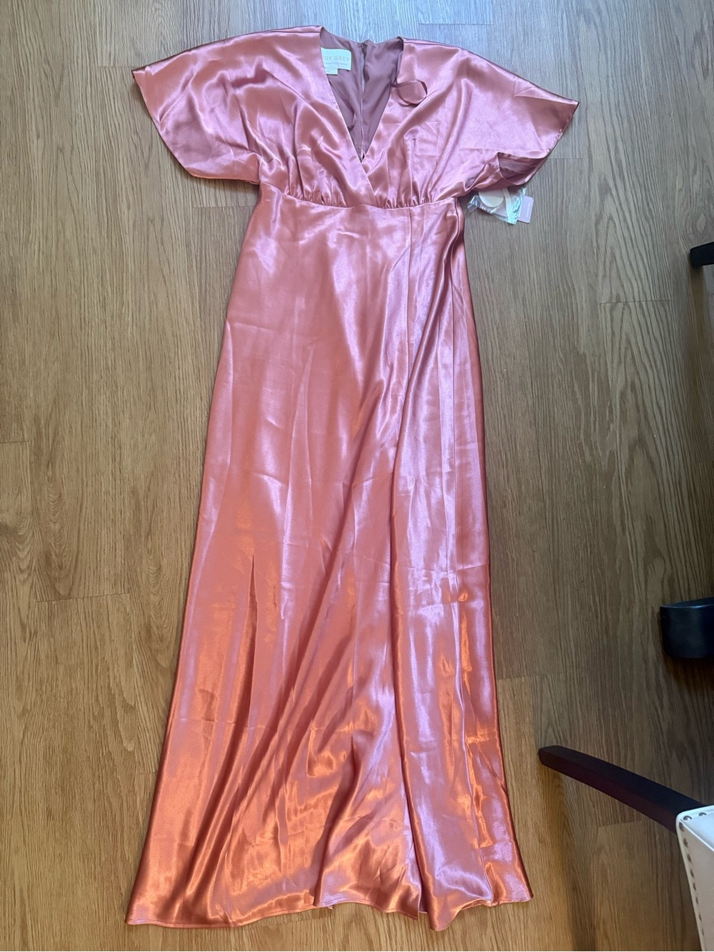 Birdy Grey Satin Maxi Dress in Rose Pink